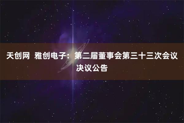天创网  雅创电子：第二届董事会第三十三次会议决议公告