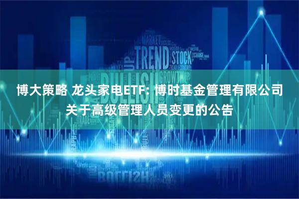 博大策略 龙头家电ETF: 博时基金管理有限公司关于高级管理人员变更的公告
