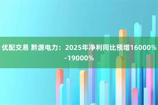 优配交易 黔源电力：2025年净利同比预增16000%-19000%